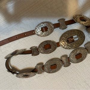 Brown belt with silver